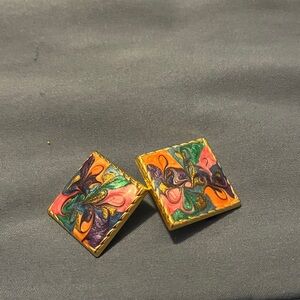 Colorful Square Enamel Earrings